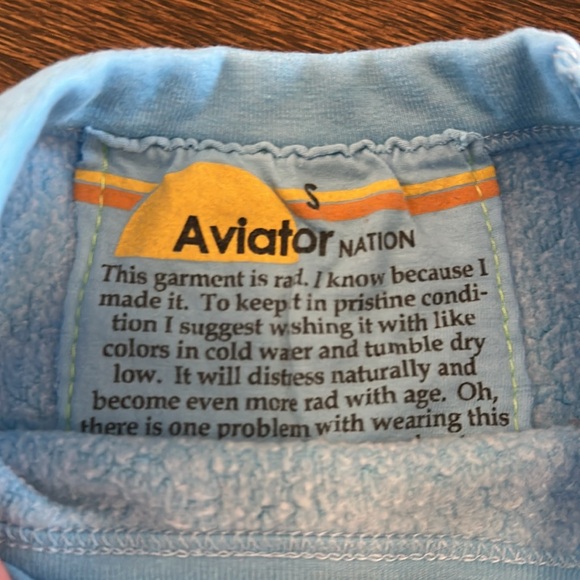 Aviator Nation Light Blue Sweatshirt with Rainbow Stripes - Picture 3 of 3